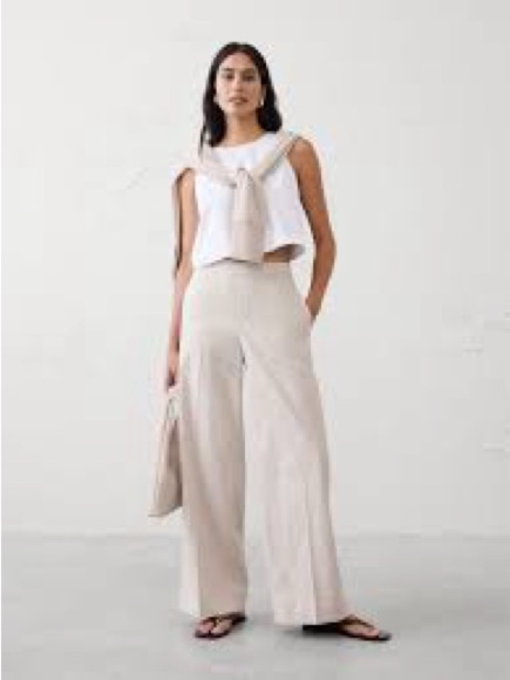 Nude Lucy Linen Wide-Leg Pants in Light Beige